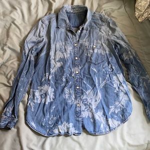 Western floral denim shirt